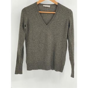Everlane Sweater Cashmere Women XS V Neck Green Gray‎ Long Sleeve